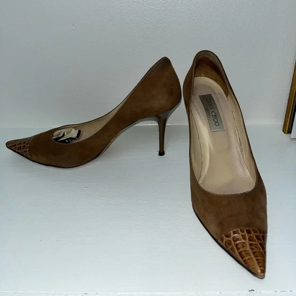 Jimmy Choo Brown Suede Heels - Picture 6 of 13